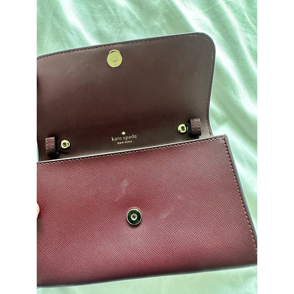 Kate Spade Brynn Small Flap Crossbody Deep Berry Burgundy - Picture 4 of 11